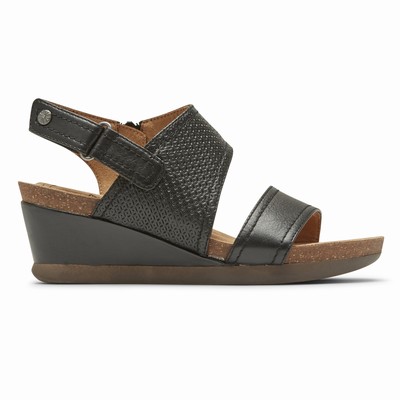 Rockport Cobb Hill Shona Slingback Wedges Damen Schwarz WQZ-138524
